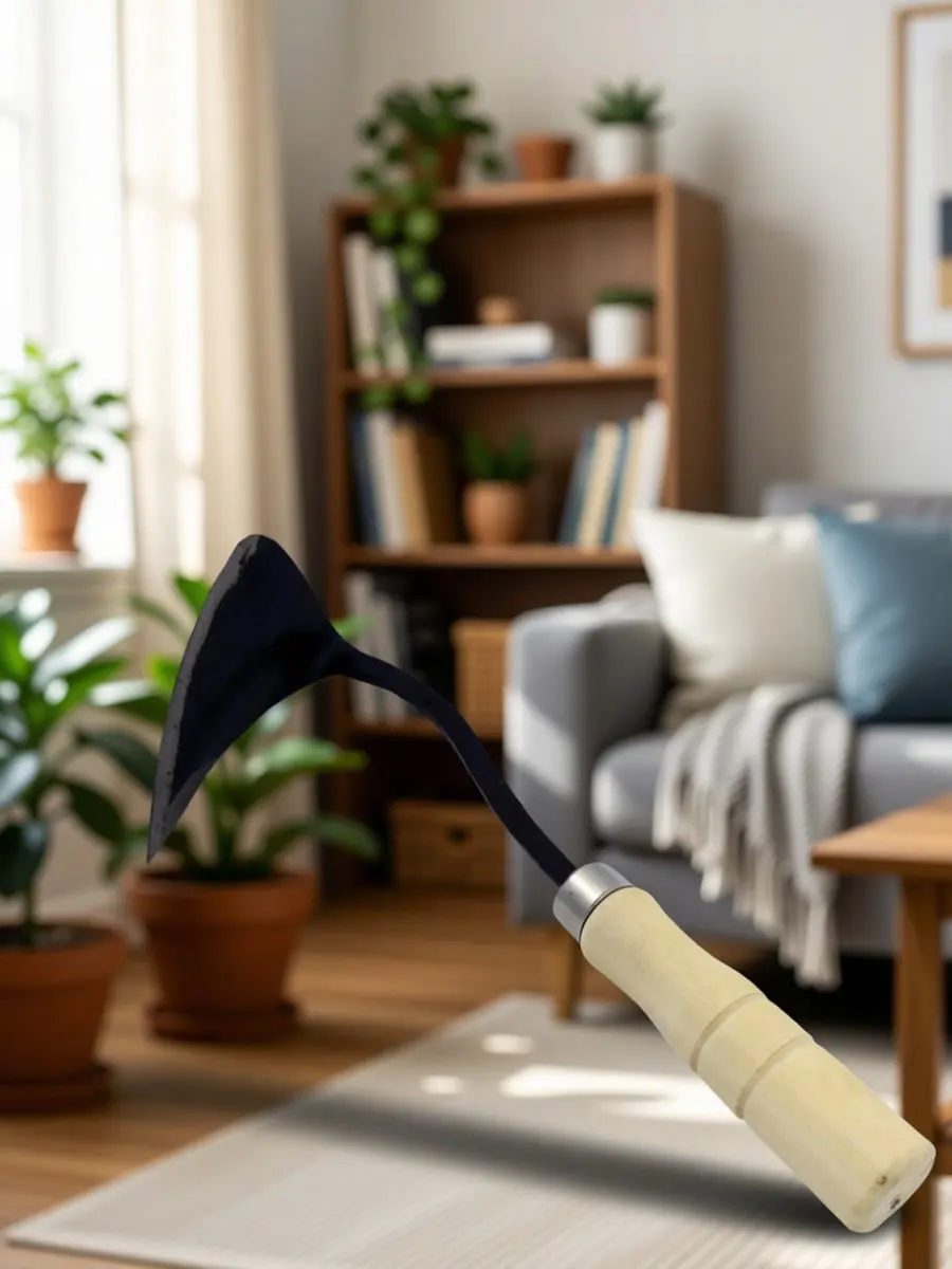 Triangle Hoe Garden Tool Triangle Pointed Bending Type Sturdy Wood Handle Comfort Grip Balanced One-Handed Use for Cultivating