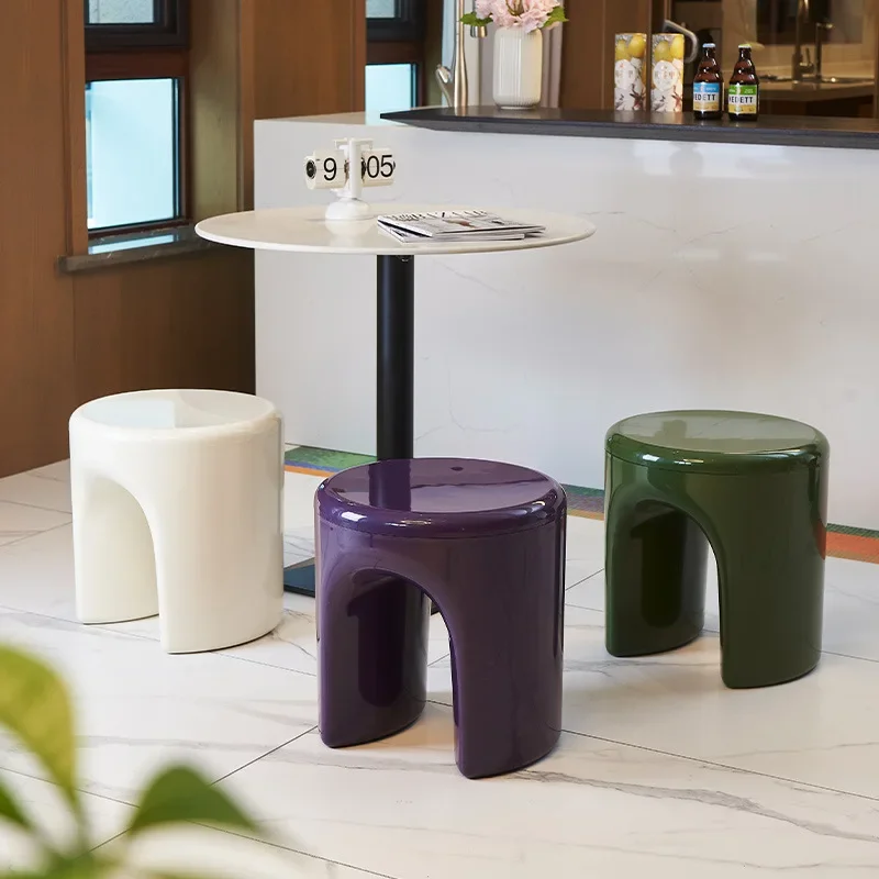 Dundun Side Stools, Plastic Household Stools, Sturdy and Durable Modern Minimalist Round Stools, Shoe-Changing Stools
