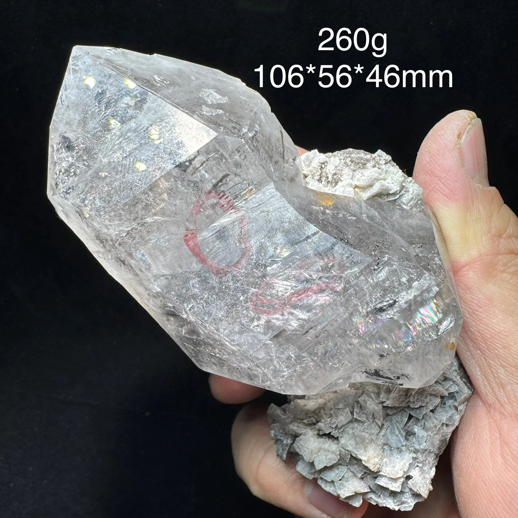 260g Natural GuiZhou Herkimer Diamond Have Water Flowing Graphite Mineral Raw Stone Crystal Reiki Healing Home Decor