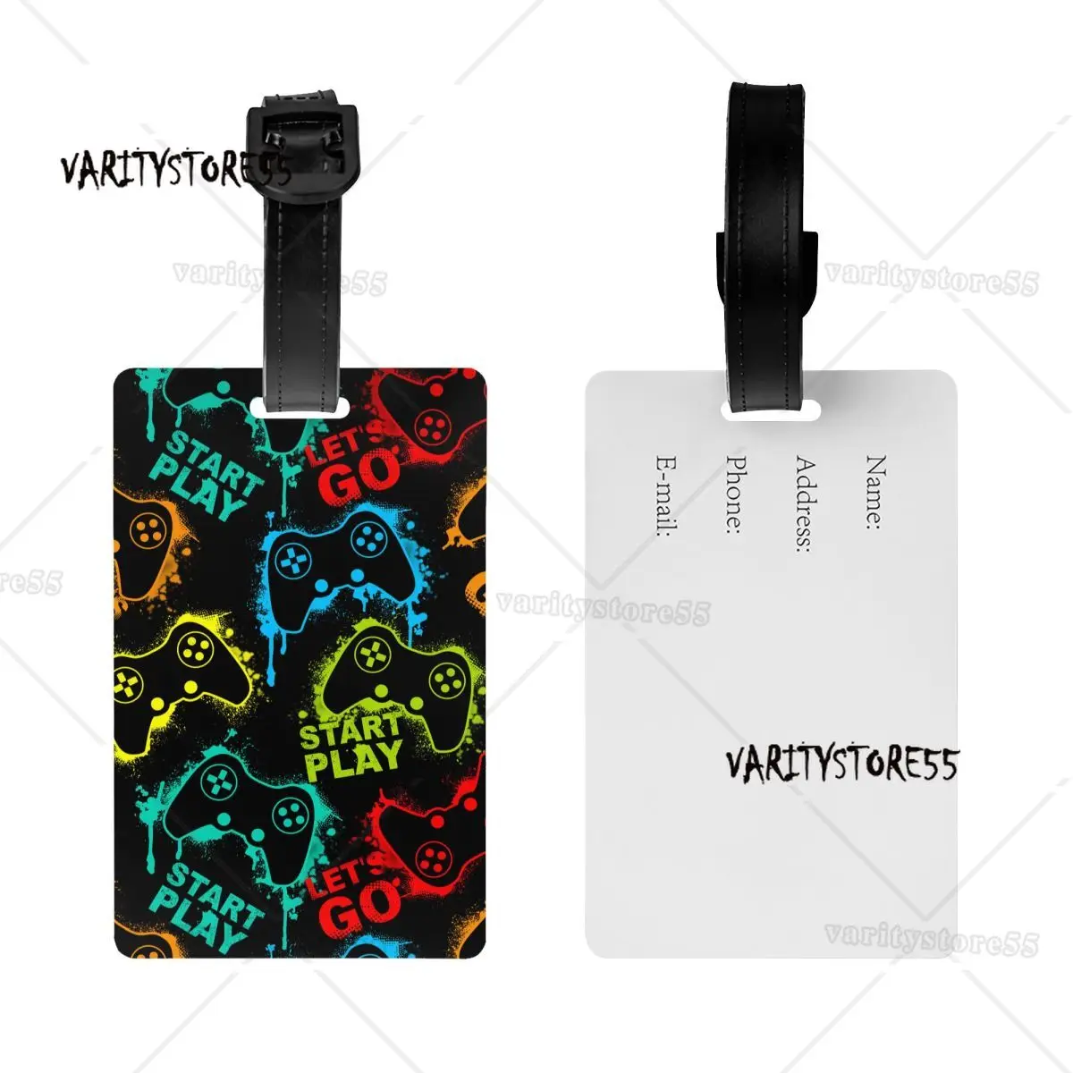 Custom Game Controller Luggage Tag With Name Card Gamer Gift Privacy Cover ID Label for Travel Bag Suitcase