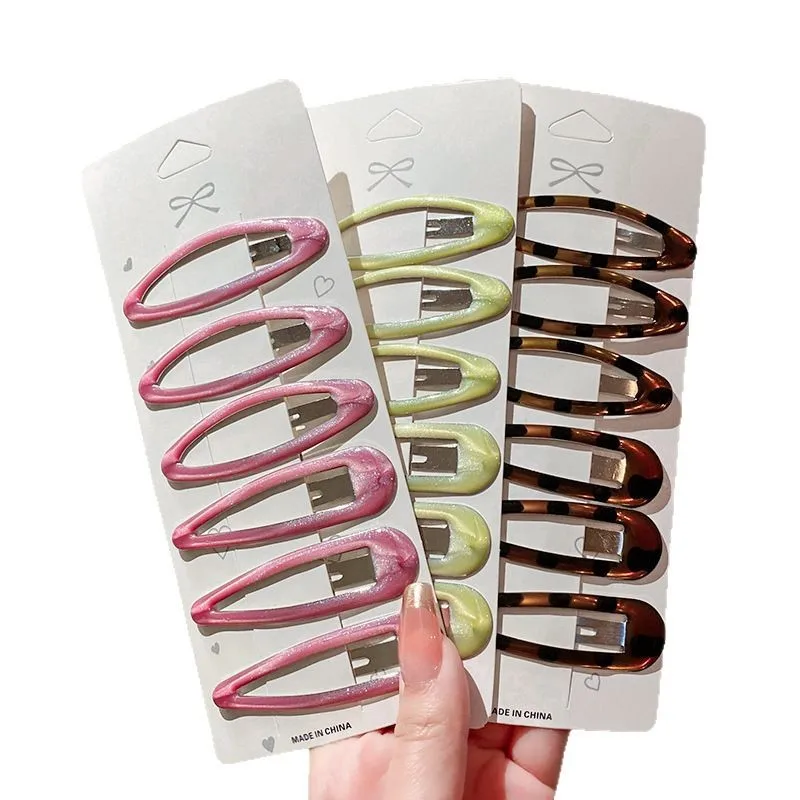 6 قطعة مقاطع الشعر المفاجئة للنساء 2.7 بوصة المغلفة مشبك شعر معدني مقاطع ليوبارد البيضاوي دبابيس الشعر الانفجارات عدم الانزلاق إكسسوارات الشعر #2