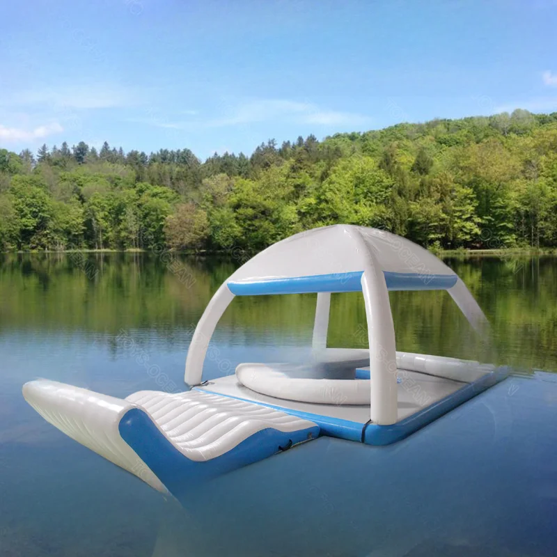 water party equipment inflatable leisure platform with tent inflatable dock