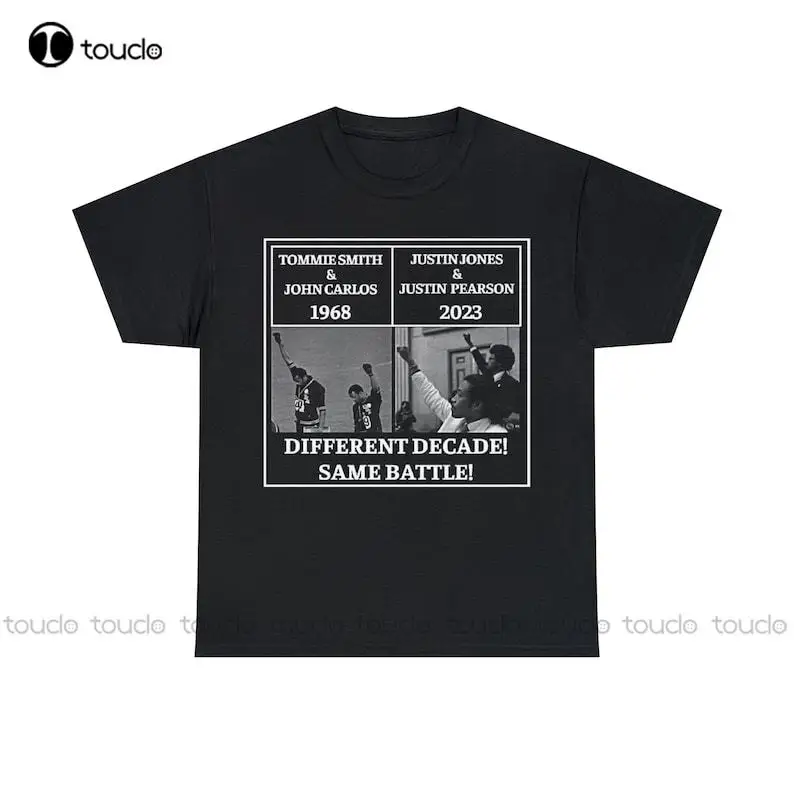 Justin Jones Pearson Tommie Smith John Carlos Social Justice Blm Unisex Heavy Cotton Tee Different Decade Same Fight Xs-5Xl