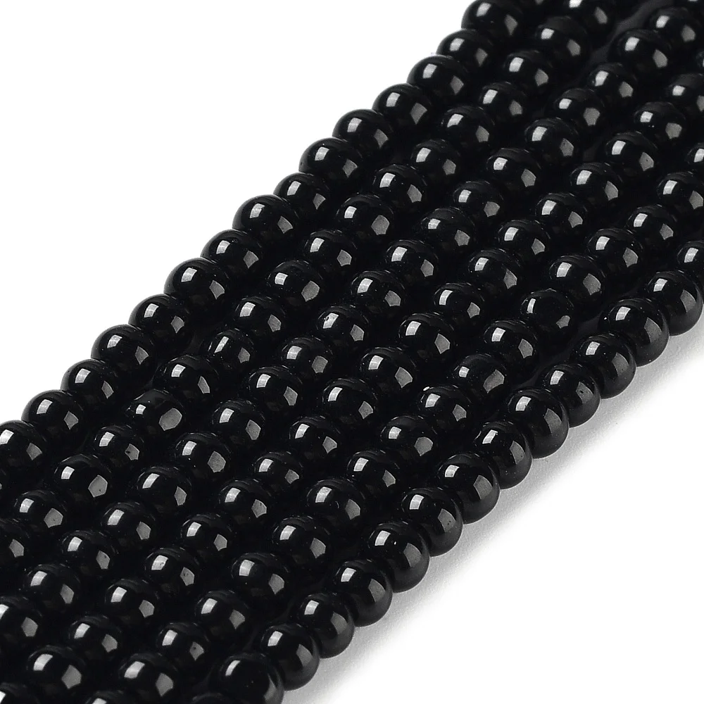 Glass Pearl Beads Strands Pearlized Round Black 4~5mm Hole: 1mm 200pcs/strand 30.71 inch(78cm)