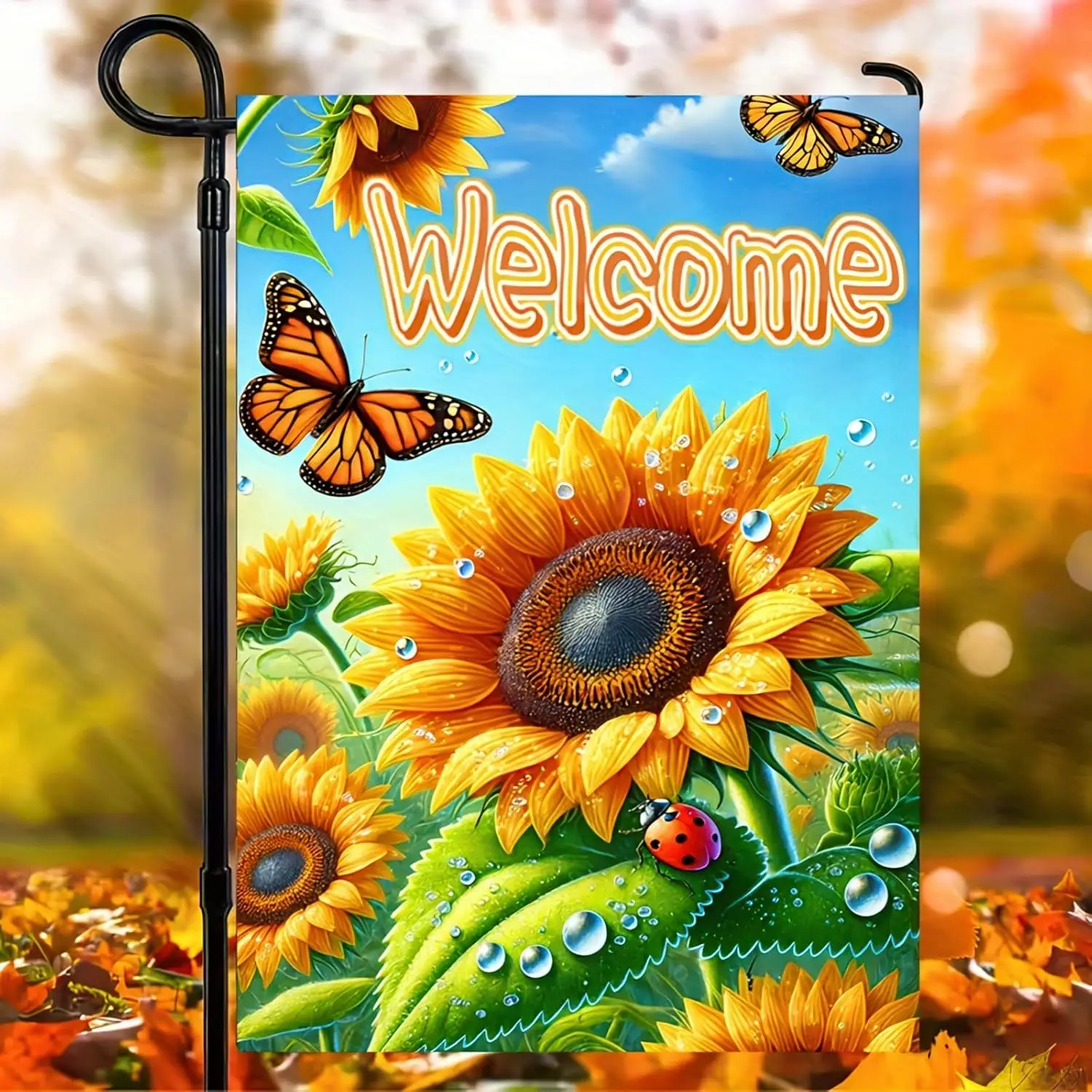 Welcome Summer Fall Garden Flag 12x18 Double Sided Autumn Sunflower Garden Flag Farmhouse Thanksgiving Holiday Outdoor Decor yyi