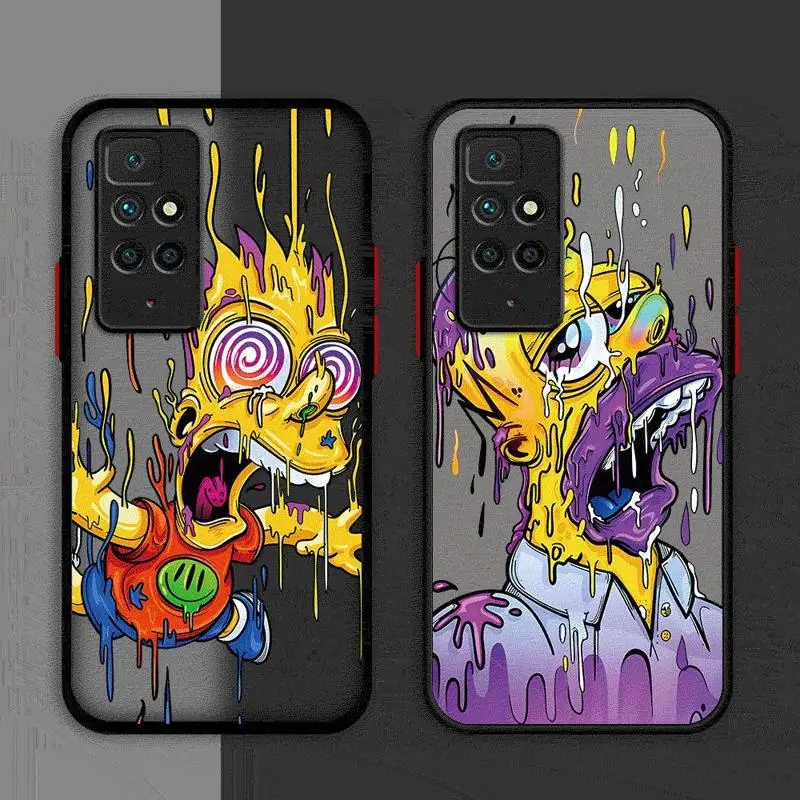 Simpsons Family Matte Case For Xiaomi Redmi Note 11 Pro 12 10 9S 12C 8 10A 10C 7 8T Silicone Soft Phone Cover