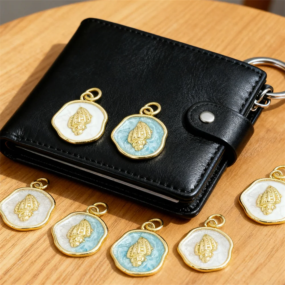 

4Pcs Pendants Brass Enamel Seashell Charm Shimmering Ocean Style for DIY Jewelry Necklace Bracelet Fashion Accessories Women Men