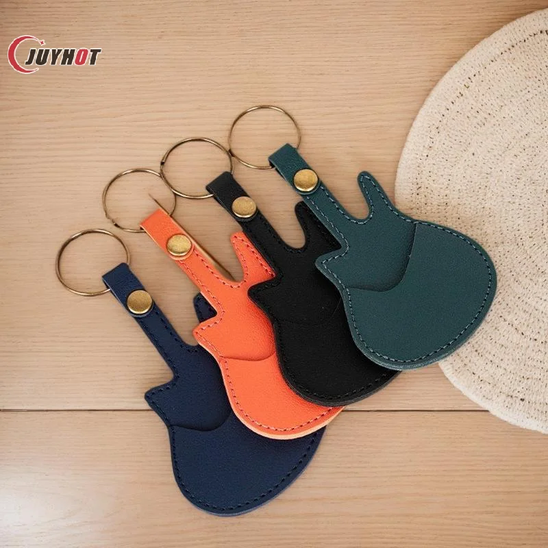 1PC Leather Guitar Pick Bag Pick Holder Case Guitar Shape With Key Ring Guitar Accessories Instrument Accessories