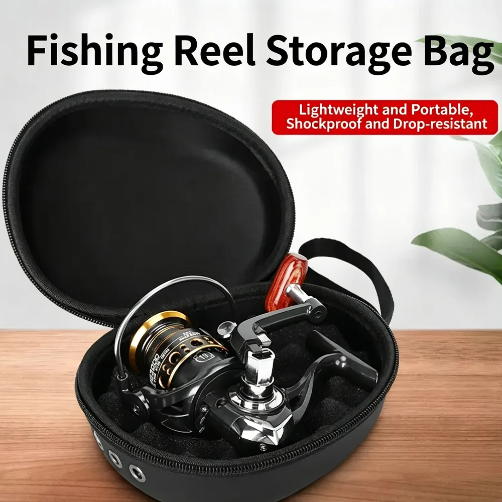 Shockproof EVA Fishing Reel Bag Portable Protective Case for Drum Spinning & Raft Reel Fishing Gear Accessory Pouch