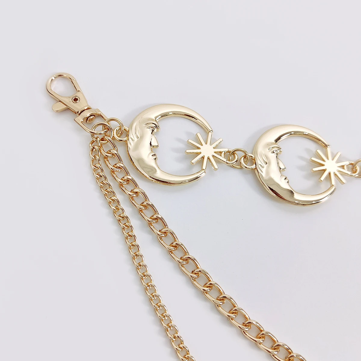 Vintage Goth Mond Goldketten-Gürtel für Damen, Taillengürtel mit Quasten, Metall-Designer-Kleidkorsett, Hochwertiges Hip-Hop-Punk-Accessoire für Frauen – Detail 12