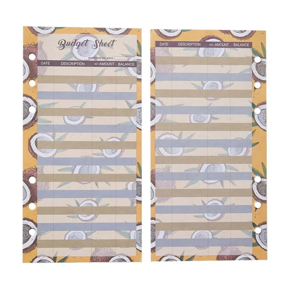 12Sheets A6 Loose Leaf Refill Budget Paper Flower Fruit Pattern Expense Tracker Refill Binder Paper 6 Holes for Cash Envelopes