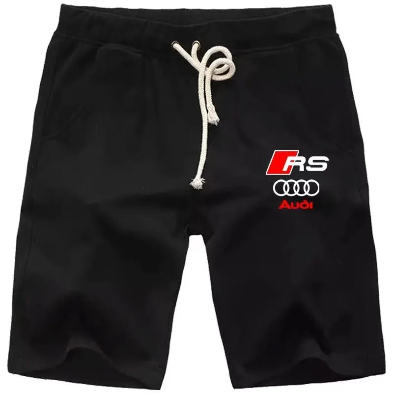 2026 new summer hot selling Audi brand RSF1 racing clothing printed shorts men's trendy casual five quarter pants black shorts