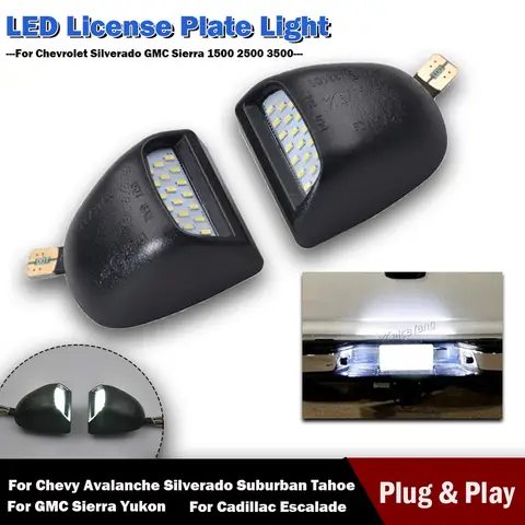 2x para chevrolet silverado 1500 2500 3500 avalanche gmc sierra suburbana tahoe cadillac escalade número led luzes da placa de licença