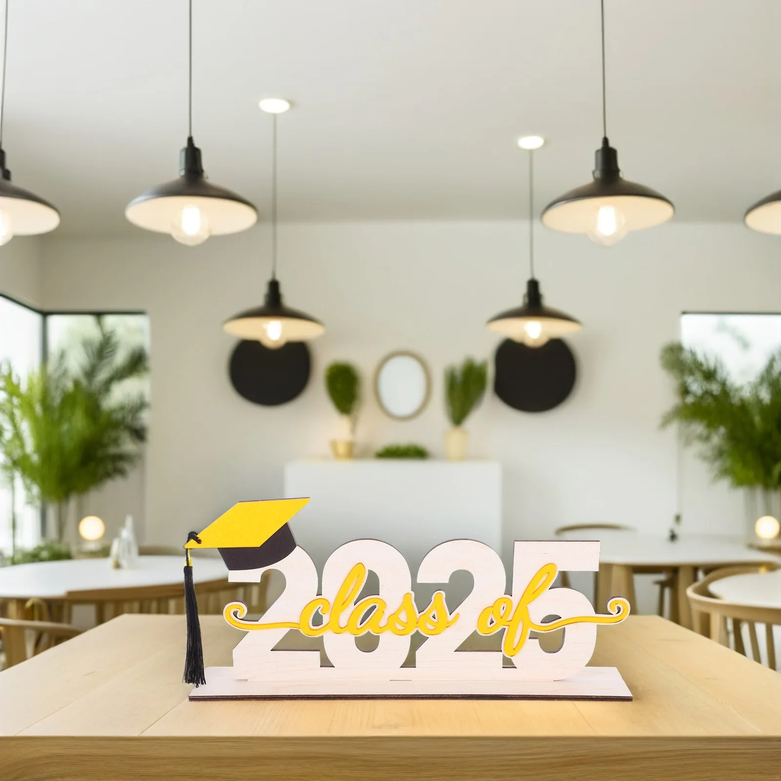 

1 Set Wooden Graduation Table Sign 2025 Party Decoration For Grad Centerpiece Acrylic Letters Tassel Easy Assemble Reusable