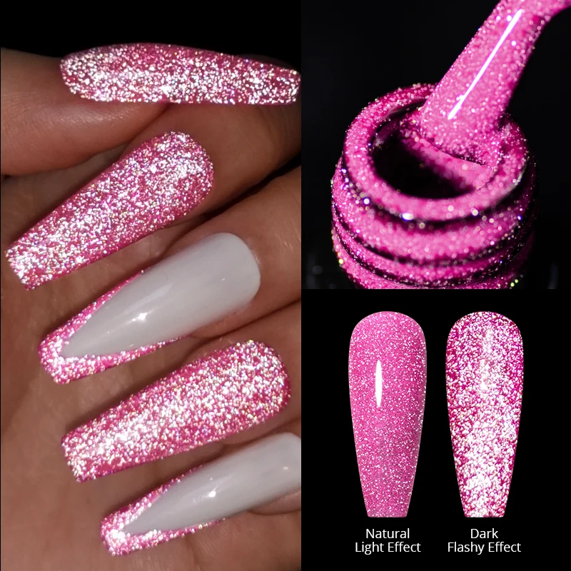 MTSSII-Esmalte Glitter Reflexivo em Gel, Neon, Cor Fluorescente, Lantejoulas Espumantes, Manicure Art, Soak Off, Verniz UV, 7ml