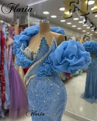 New Fashion Blue Cocktail Dresses For Women Sleeveless Crystals Prom Dresses Elegant Celebrity Dresses Custom Vestidos De Cóctel