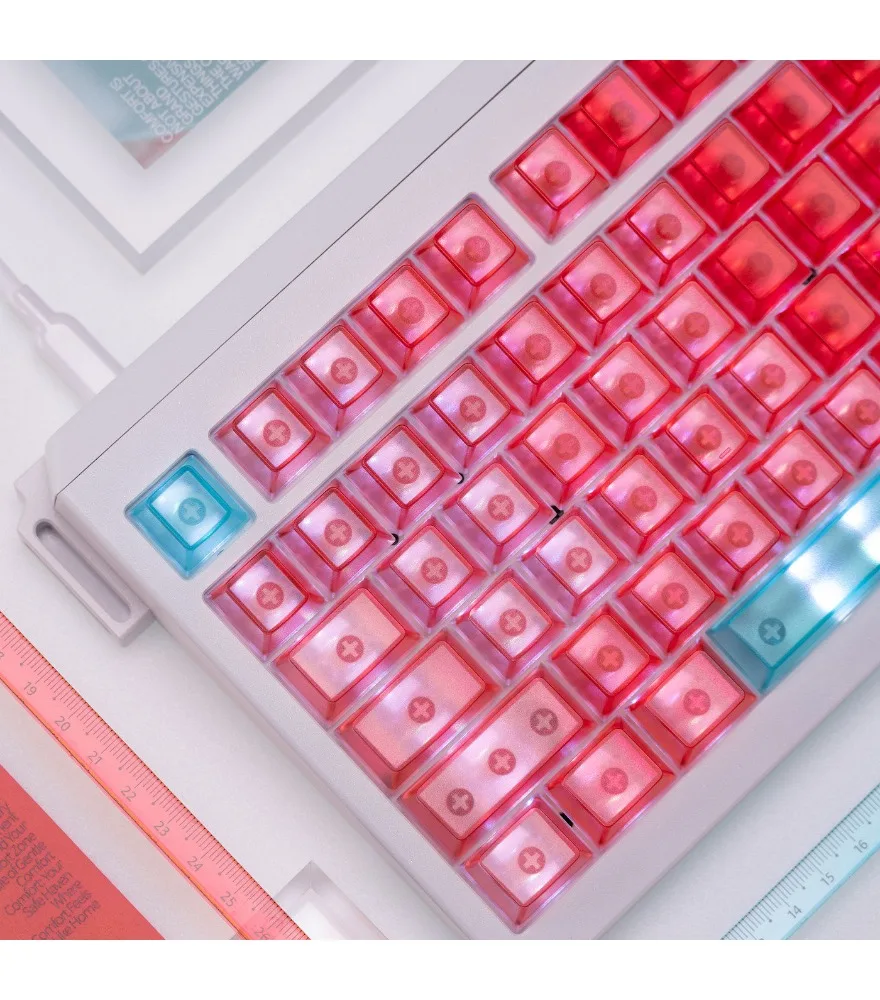 

Watermelon red keycap No engraving fog transparent PC pad printing Customized original high-tech ev63 magnetic axis mechanical