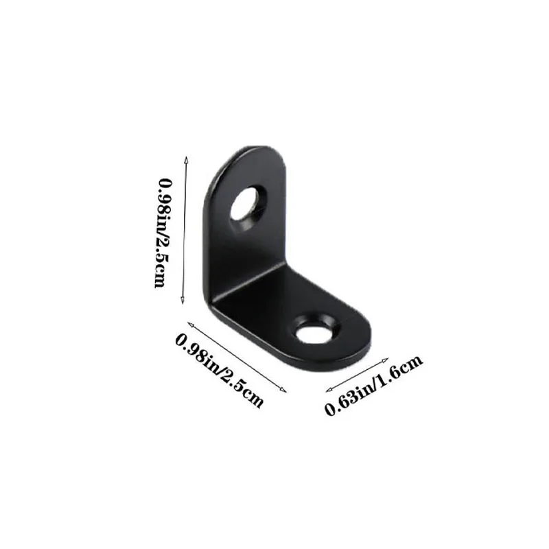 12pcs black metal right angle L-shaped brackets with 24 screws, used for furniture, cabinets, chairs, hardware accessories, etc