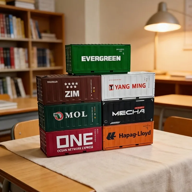 7pcs Vintage Industrial Mini Storage Box Creative Home Decoration Organizer Collectible Model Shipping Container Ornaments Boxes