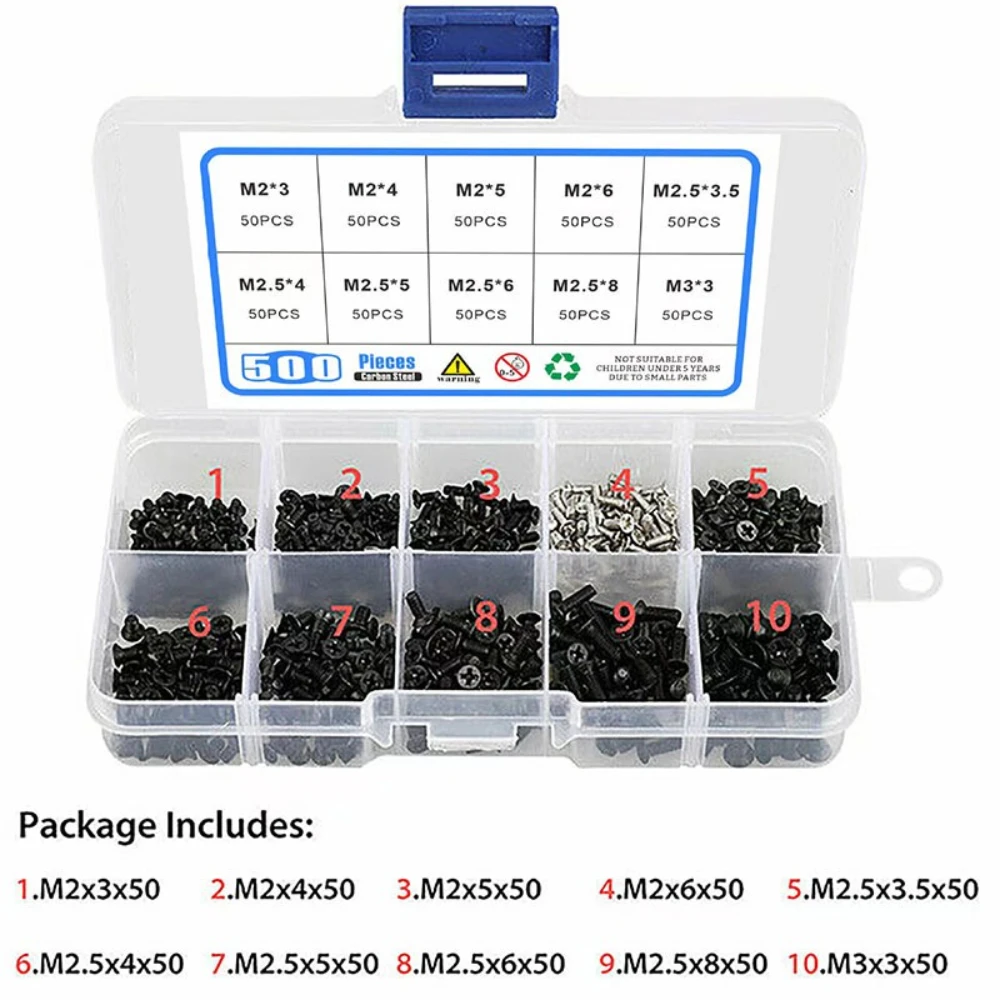 450pcs/720pcs Computer Screw Set Cross-head Countersunk Flat Head Screws Installed Motherboard Computer Notebook Screw Boxes