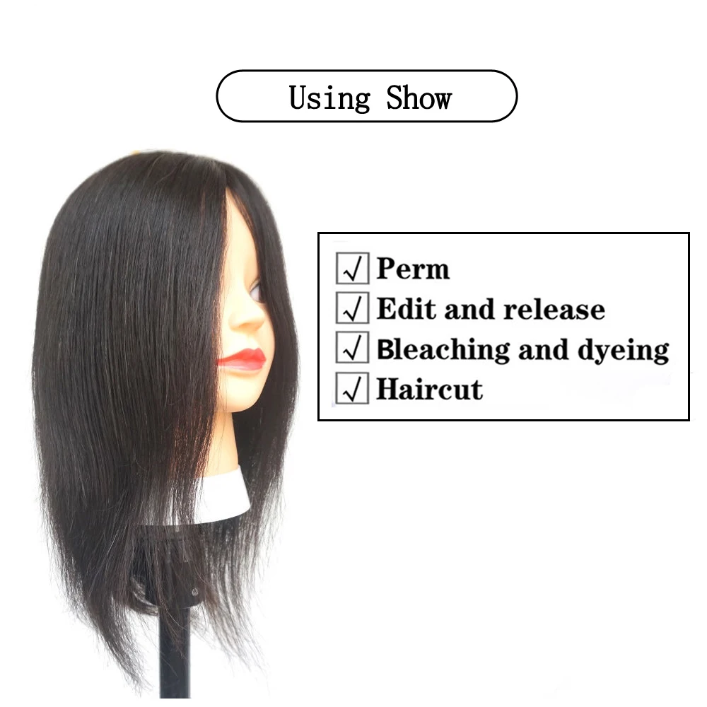 دمية عارضة أزياء سوداء قصيرة الشعر لتدريب الشعر البشري الحقيقي لتصفيف الشعر ومستحضرات التجميل