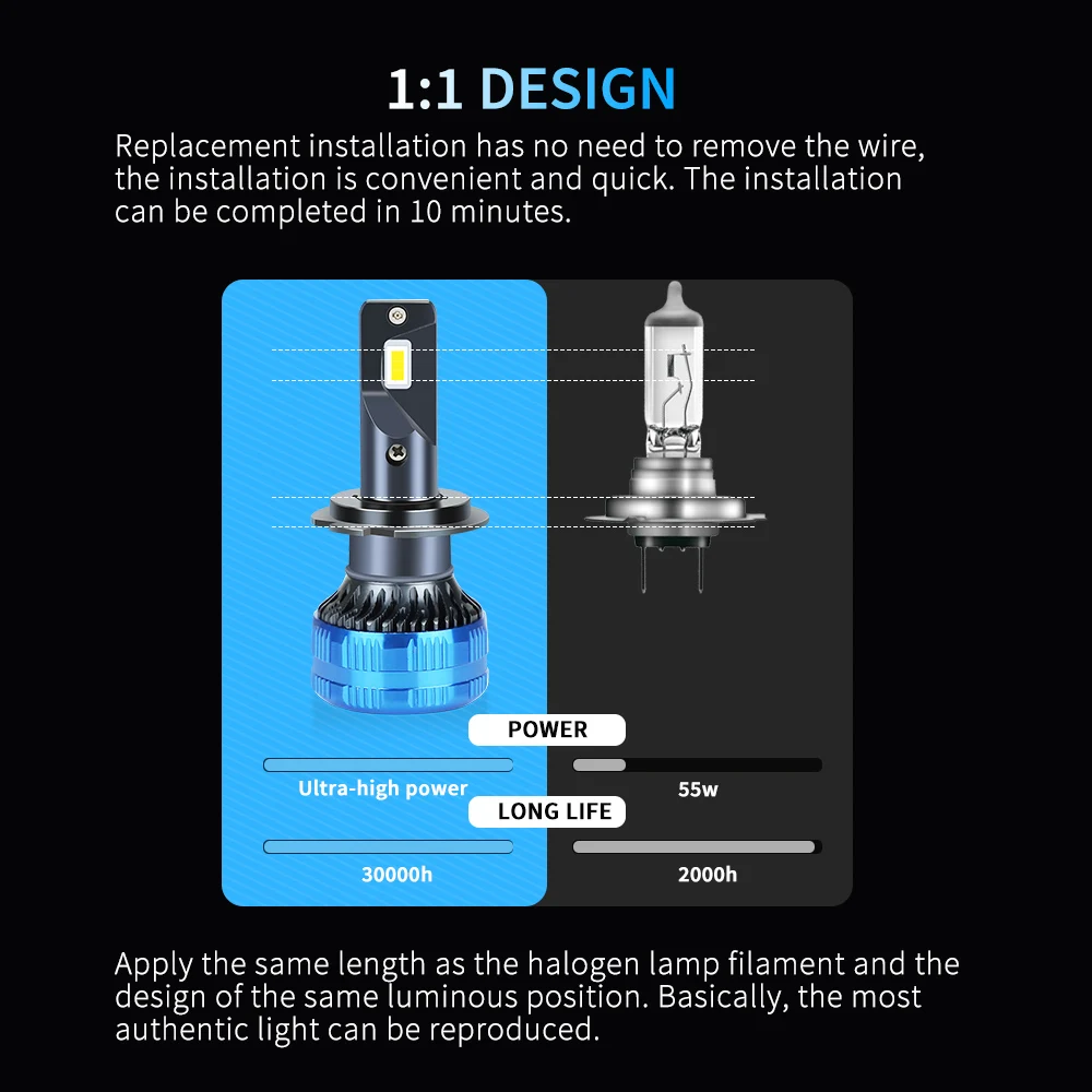 Zdatt أضواء السيارة H1 H8 H11 H4 H7 Led مصباح 1000 واط Canbus 220000LM 6000 كيلو الأبيض 12 فولت Led المصابيح الأمامية لمبات 9005 HB3 9006 HB4 h7led #4