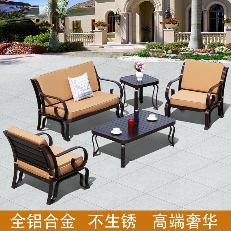 Outdoor aluminum alloy villa courtyard Nordic sofa coffee table combination