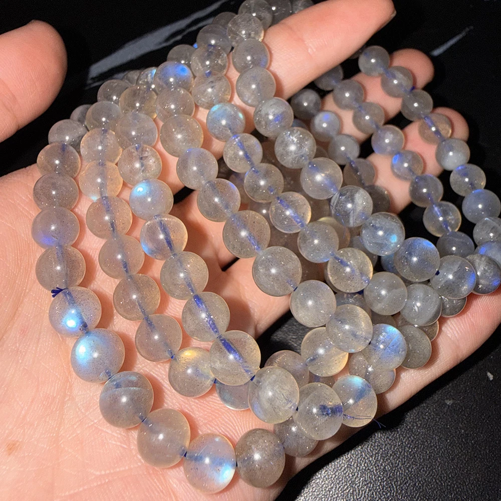 

Натуральные круглые бусины из мадагаскарского лабрадорита AAA (синий лабрадорит, серый лунный камень) для браслетов, ожерелий, аксессуаров для изготовления украшений, оптом