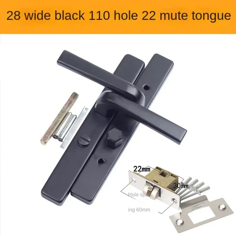 Black Extremely Narrow Edged Door Frame, Balcony, Bathroom, Kitchen, Bathroom Single Tongue Handle and Door Lock