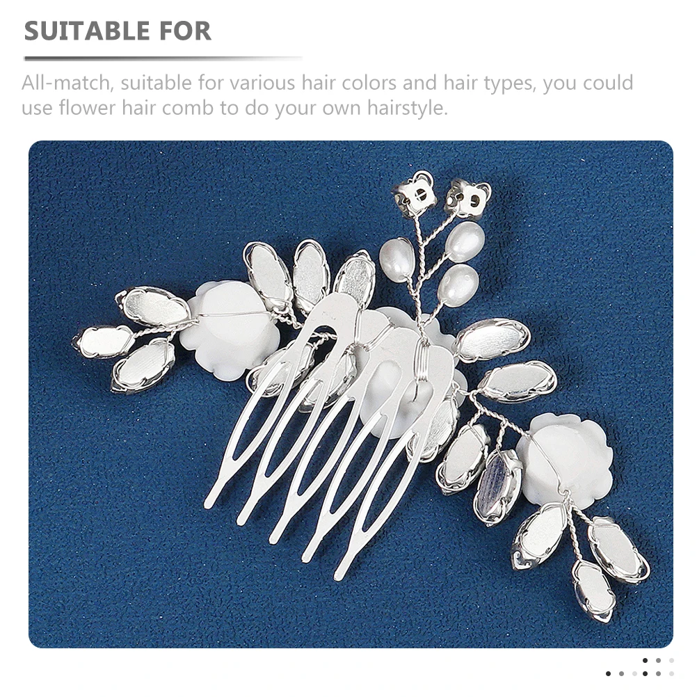 

Crystal Hair Comb Floral Bridal Accessories Rhinestone Wedding Bride Hair Side Combs For Party Women's Fashion Golden