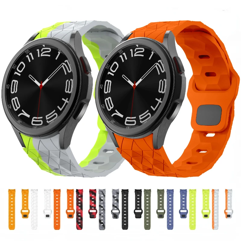 حزام سيليكون لساعة سامسونج ، نمط كرة قدم ، سوار معصم ، بديل ، كلاسيكي ، 4 ، 5 ، 6 ، 7 ، 44 ، 40 ، 47 ، 43 ، 42