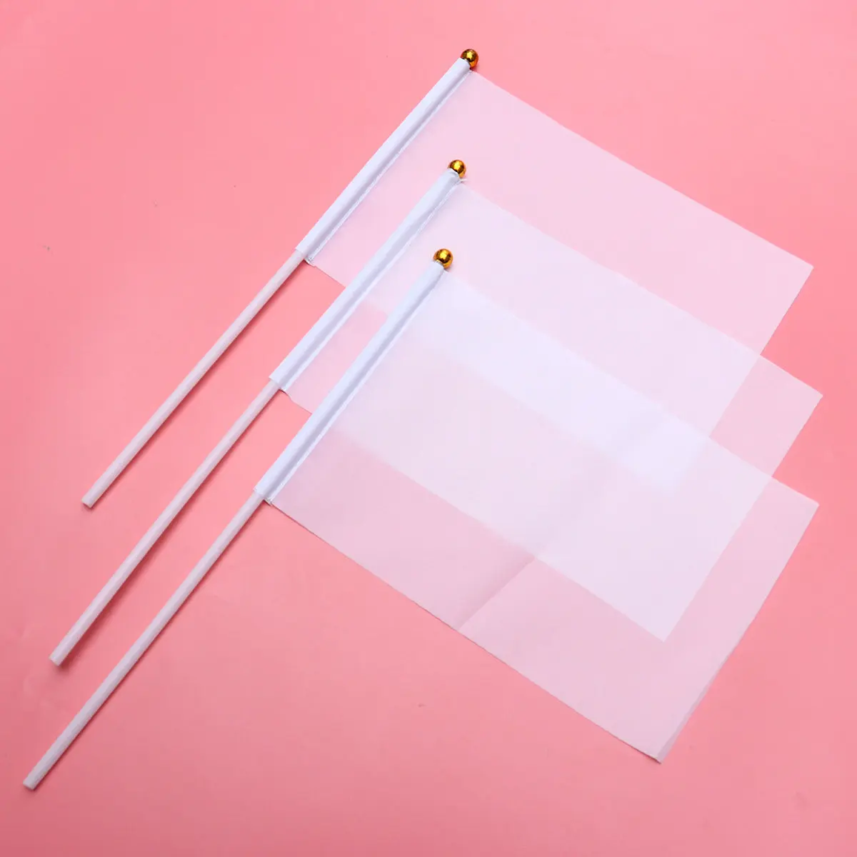 24Pcs Commanding Referee Flag White Hand-Cranked Flags Suitable Size for Racing Fans Football Parties Sporting Events Waving