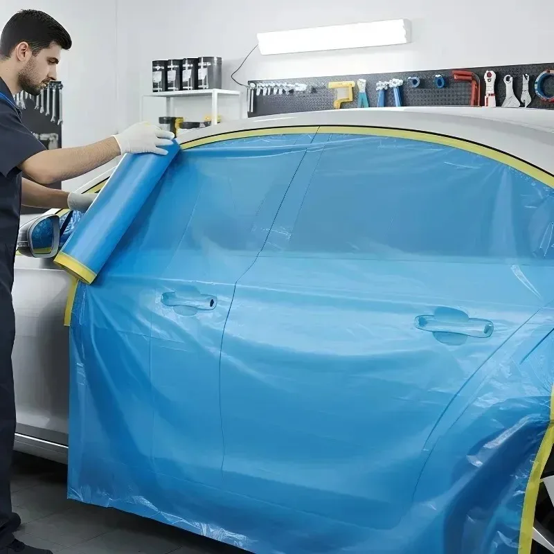 أغطية البضائع البلاستيكية، شريط غسيل السيارات بدون بقايا للرسامين، قماش قطرة بلاستيكية لطلاء فيلم طلاء رذاذ كبير