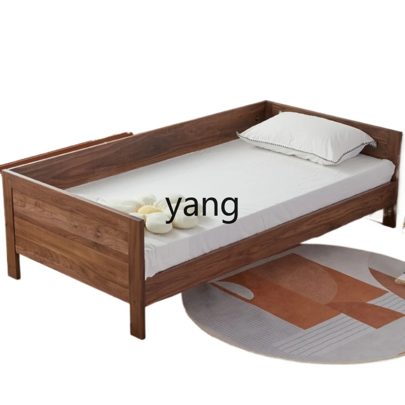 

CX Children's Bed Solid Wood Stitching and Broadband Guardrail Babies' Bed Walnut Cherrywood Modern Minimalist