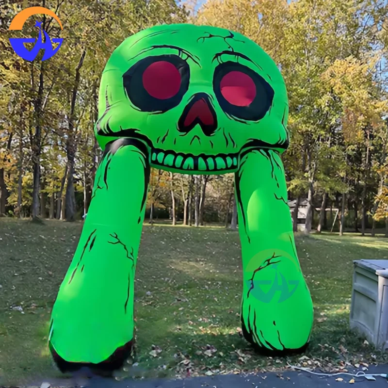 ซุ้มโครงกระดูกผีสีเขียวแบบเป่าลม ทนทาน พกพาสะดวก สำหรับตกแต่งฮาโลวีน