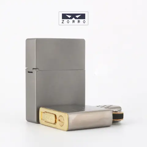 Zorro Titanium Alloy Trench Kerosenes Lighter With Titanium Windproof Insert Refillable Flint Wicks Metal Petrol Lighter 3 Hinge