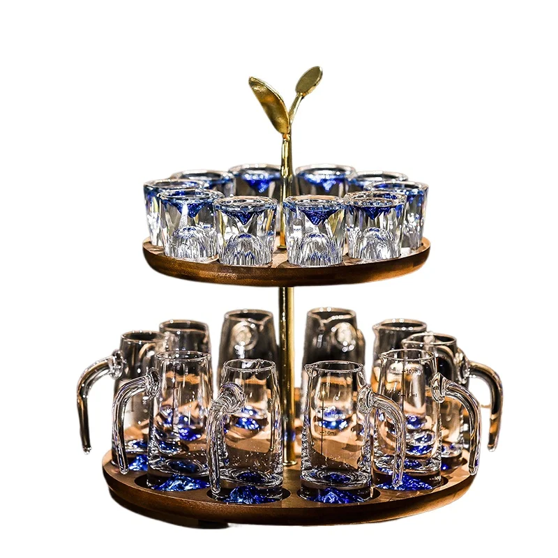 Blue Mountain Baijiu Cup Set Light Luxury Household Crystal Glass Wine Dispenser Gift Small Wine Glass