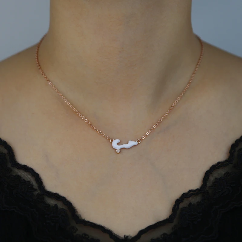 Cute Lovely Mini Small Arabic Love Letter Necklace Rose Gold Color Pastel Enamel Colorful Fashion 2023 Valentine\'s Day Gift