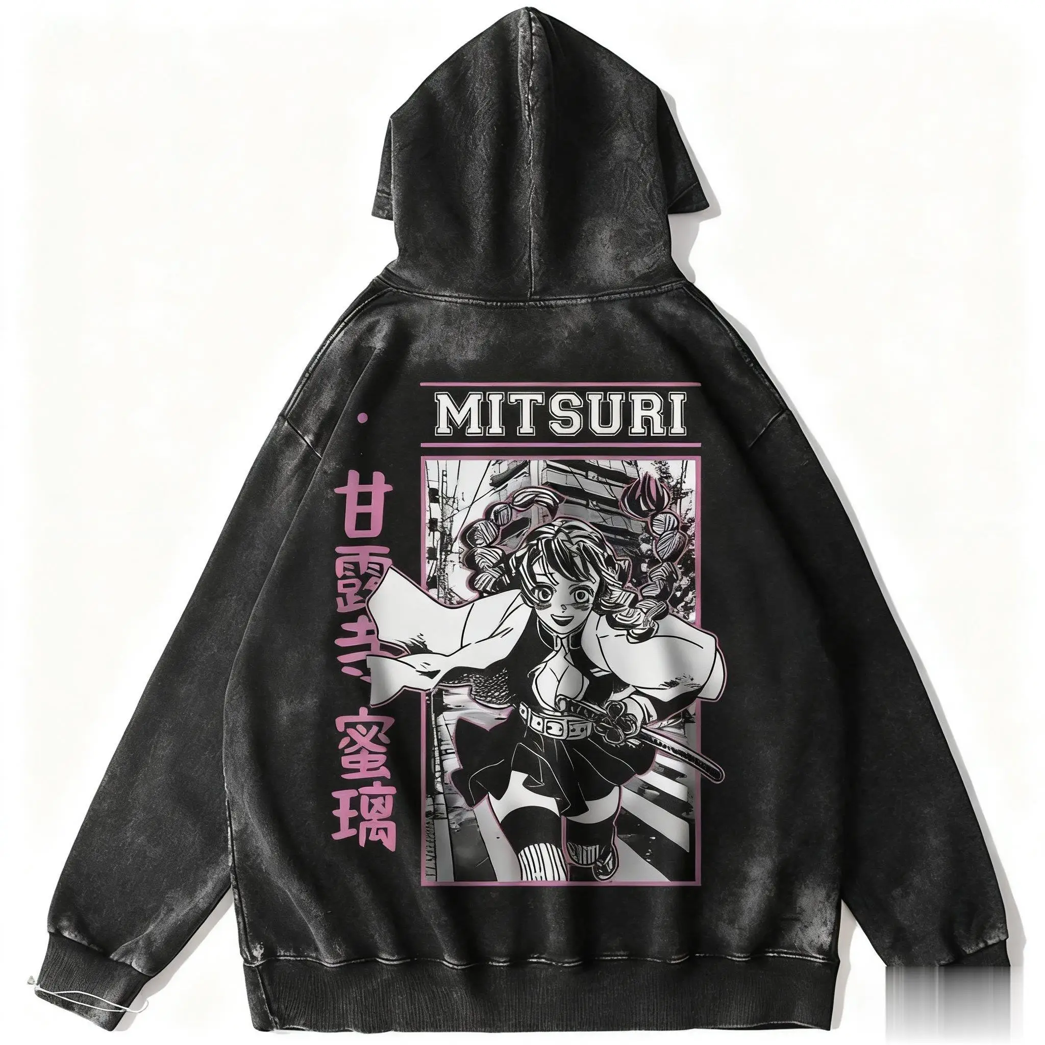 

Harajuku Y2k Anime Hoodie Demon Slayer Vintage Washed Men Women Pullover Streetwear Casual Sweatshirt Top Cosplay Autumn Winter
