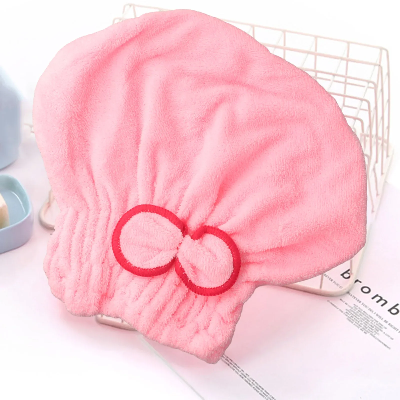 

Shower Cap Hair Hat Hair Turban Quick Dry Towel Women Head Wrap Hat Absorption Water Coral Fleece High Density