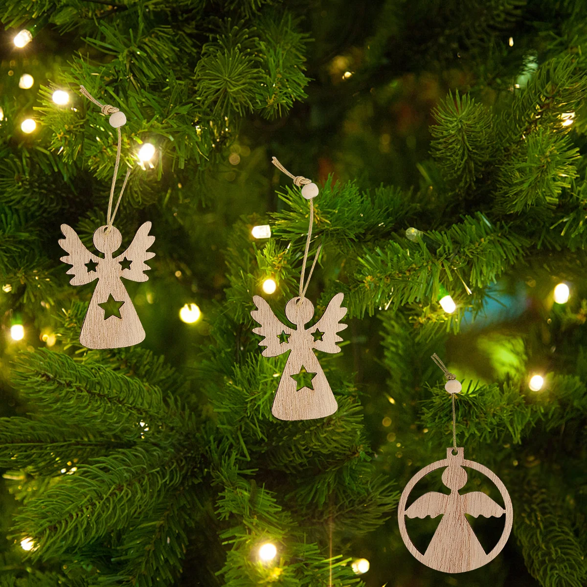 

12 Pcs Creative Ornaments Small Wood Pendant Christmas Outdoor Decorations Hanging Miniature Holiday Pendants Unfinished