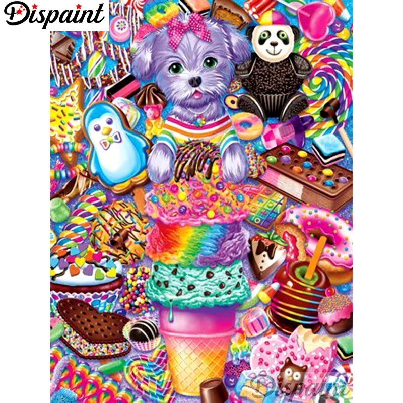 

Dispaint Full Square/Round Drill 5D DIY Diamond Painting "Bear ice cream" 3D Embroidery Cross Stitch Home Decor Gift A12459