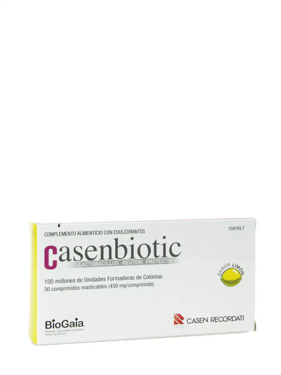 Casenbiotic lemon flavor 30 chewable tablets-with live lactic ferments. Helps the intestinal flora.