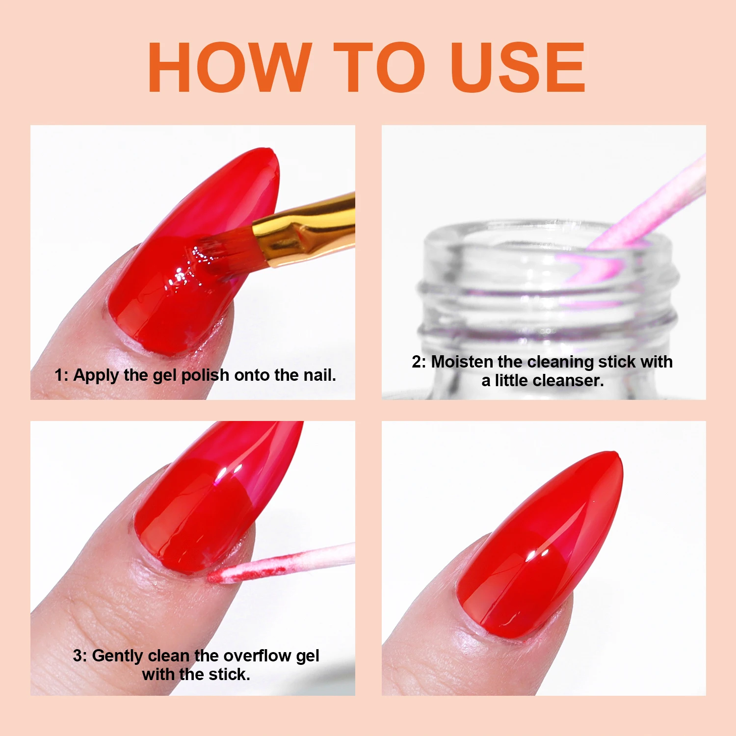 200本入り オーバーフロージェルクリーニングスティック – ポリッシュオーバーフロー除去、ネイルギャップクリーニング、正確な塗布のための両端マニキュアツール