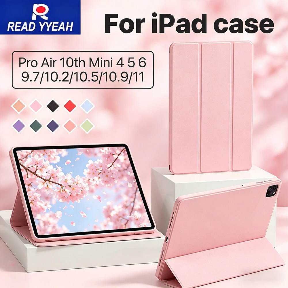 New Fashion Tri-fold Smart iPad Case for iPad 11 A16 2025 Pro 13 11 12.9 Air 11/10.9in 7/8/9/10th Mini 6 7 8.3 Protective Cover
