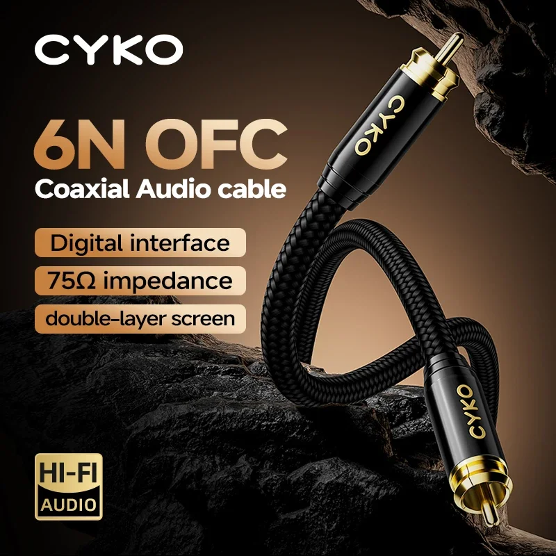 

CYKO Digital Audio Coaxial Cable 75Ω high end Rca to Rca Male SPDIF Stereo Cable Speaker Hifi Subwoofer Cable AV TV