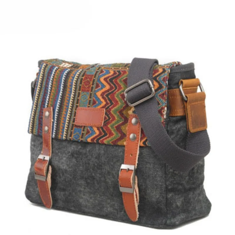 Street Trendy Retro Shoulder Bag Ethnic-Style Crossbody Bag Casual Men's Small Square Genuine Leather Original Crossbody Bag