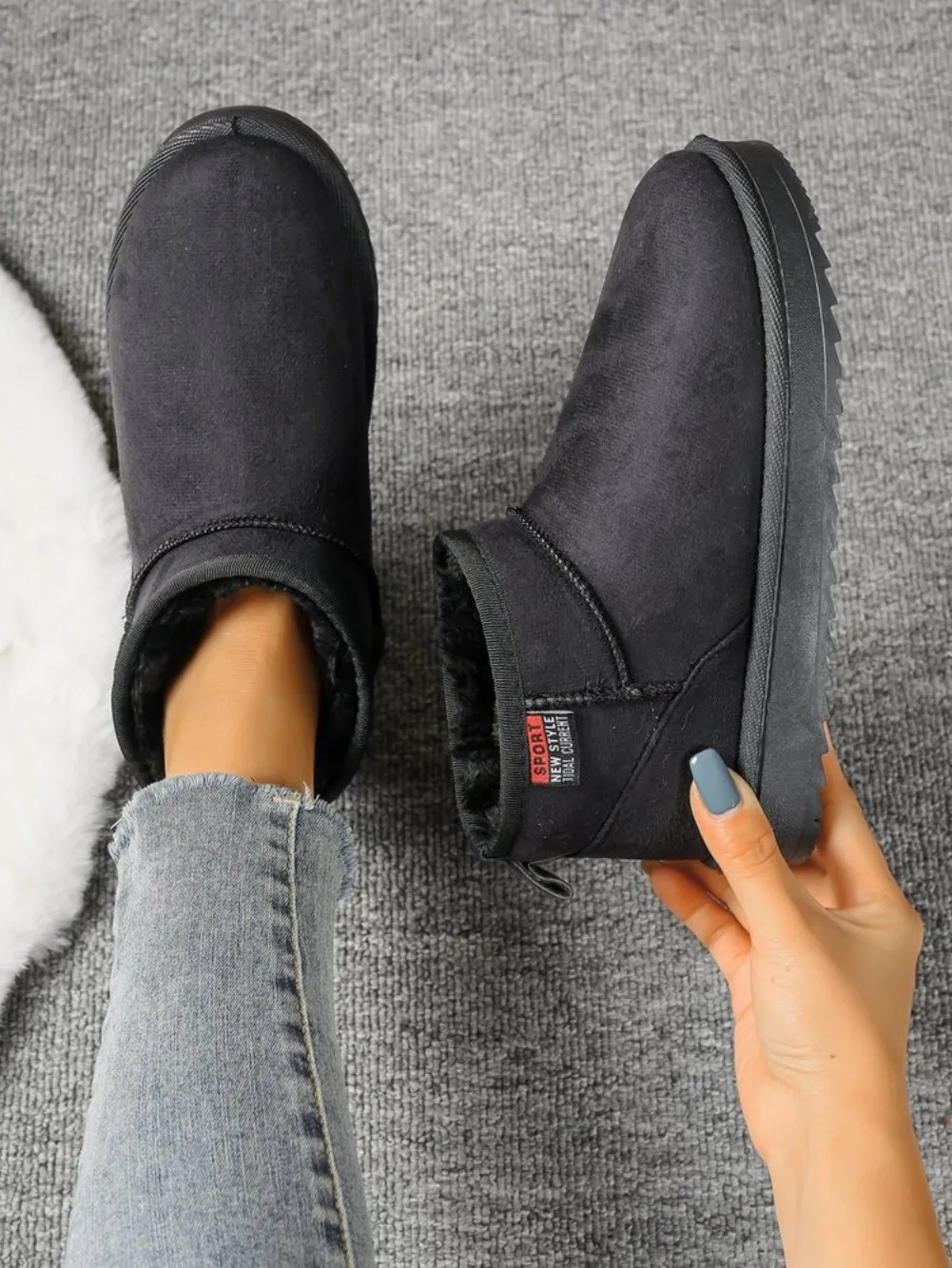 Winter Rundkopf Sexy Bequeme Warme Lässige Wanderstiefel Modische Neue Wildleder Dicksohlige Übergrößen Schneestiefel für Damen – Detail 8