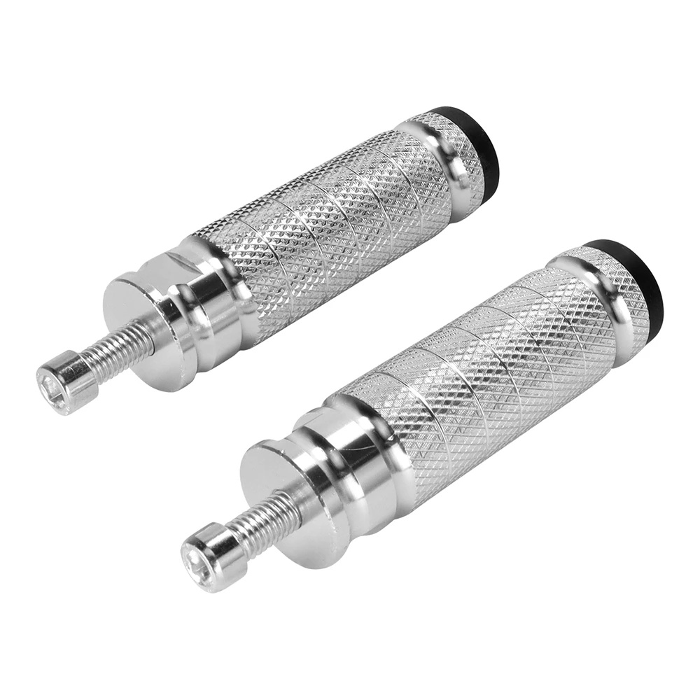 Motorcycle Rear Footrests Pair with Anti Slip Textured Pedal for Passenger Stability CNC Aluminum and Silicone Materials