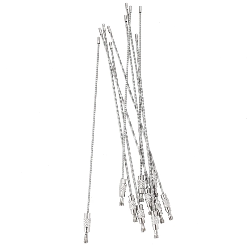 

Hot-A80P-Stainless Steel Screw Locking Wire Keychain Cable Key Rings Outdoor Accessory